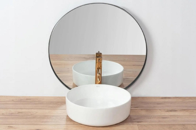 Lavaman banjoje Rea Sami White, rrumbullak, 36 cm, i bardhë