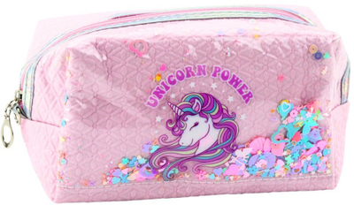 Pene shkolle Unicorn Confetti, 20cm, me byzylyk, rozë
