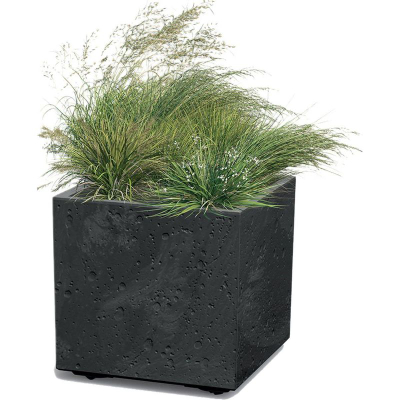 Vazo për zbukurim Kvtin Sierra Square, 38.5 cm, efekt betoni, antracit