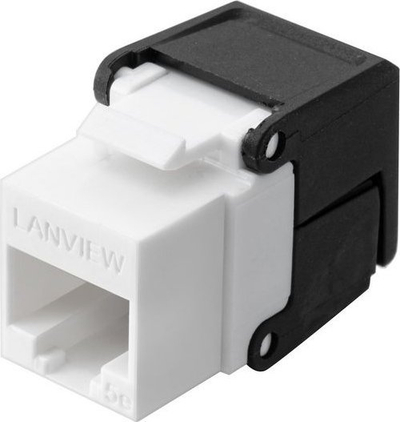 Modul rrjeti Lanview Cat5e Unshielded flip jack, RJ45, i zi me të bardhë