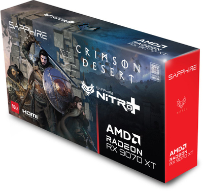 Kartë grafike Sapphire Nitro+ Radeon RX 9070 XT OC, 16GB GDDR6, PCIe 4.0, e argjendtë