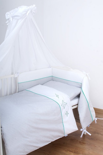 Set shtrati për krevat BabyMatex Bianco, me mbrojtëse, 100x135 cm, i bardhë