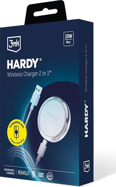 Karikues wireless 3mk HARDY 2in1, 15W, me induksion, i bardhë