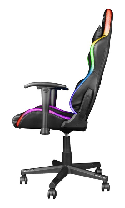 Karrige lojërash Trust GXT 716 Rizza, me ndriçim RGB, deri 150kg, e zezë
