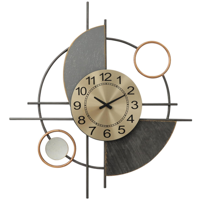Orë murale Metal HM7557, metal, 63x68 cm, gri e artë