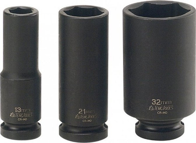 Çorape goditëse e gjatë Teng Tools 1/2", 28 mm, çelik krom molibden, e zezë