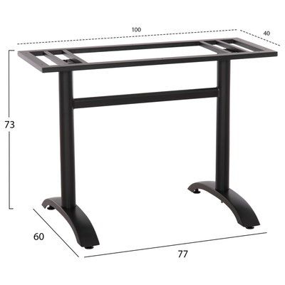 Bazë për tavolinë dyfishe me rregullues lartësie 100x40x73Hcm (HM461.11), zezë
