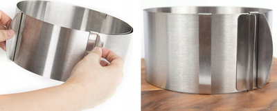Rreth torte i rregullueshëm H-20, diametër 16-30cm, lartësi 20cm, çelik inox