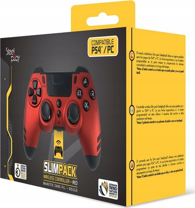 Gamepad wireless Lexip SteelPlay Slim Pack, për PS4 dhe PC, i kuq metalik
