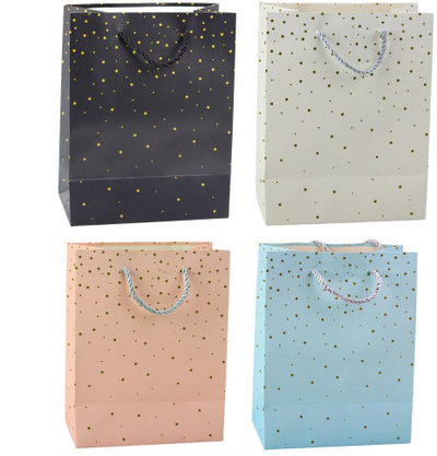 Кеса за подарок Gift Bag With Gold Dots, 23 x 18 x 10.5 cm, златни точки, повеќебојна