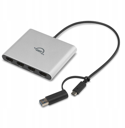 Адаптер за монитори OWC USB C Quad HDMI 4K, DisplayLink, црн