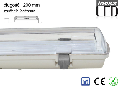 Trup ndriçimi hermetik Inoxx LED, 2x120cm T8 G13, IP65, gri