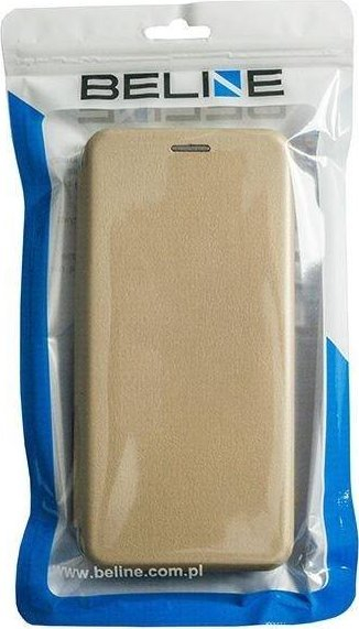 Kapak telefoni Beline Case Book Magnetic për Samsung Galaxy M33 5G, me xhepa për karta, ngjyrë gold