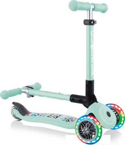 Trotinet për kalamoj Globber Foldable Scooter, 3 rrota, rrota me drita LED, mint
