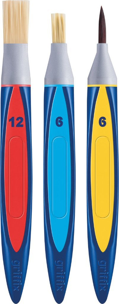 Set furçash pikture Pelikan Griffix Starter, 3 copë, madhësi 6 dhe 12, shumëngjyrësh