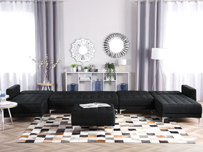 Divan këndi modular ABERDEEN, 6 vendesh, në formë U, gri grafit