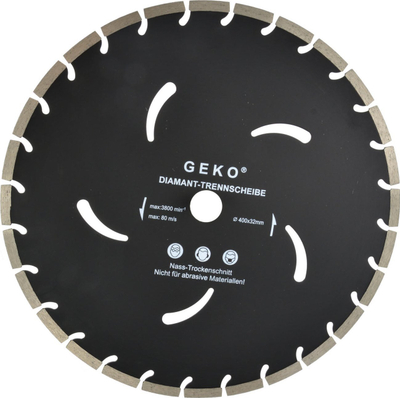 Disk prerës diamanti GEKO 400x10x32mm, për beton e tulla, gri