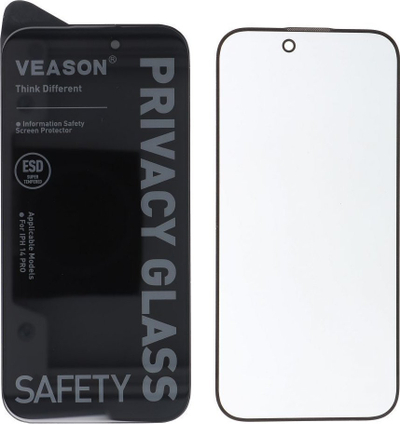Mbrojtëse ekrani Veason 6D Pro Privacy për iPhone 15 Plus, xham i temperuar, e zezë