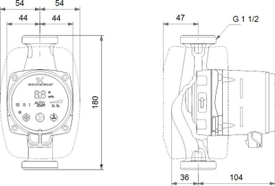 Pompe qarkulluese ngrohje Grundfos Alpha2 25-80/180, AUTOADAPT, me ekran dixhital, kuqe me të zezë