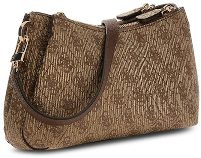 Çantë shpatulle Guess Noelle II, 3 ndarje, crossbody, bezhë
