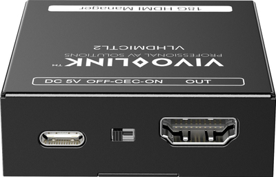 Emulator EDID Vivolink VLHDMICTL2, HDMI, me kontroll HDCP edhe CEC, ngjyrë e zezë