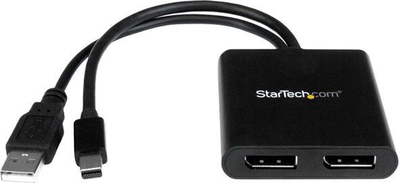 HUB StarTech MSTMDP122DP, Mini DisplayPort në 2x DisplayPort, i zi