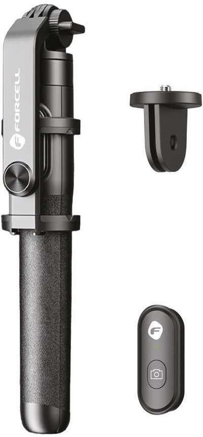 Selfie stick Forcell F Grip F170XL, tripod 170 cm, telekomandë Bluetooth, i zi