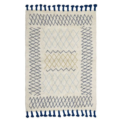 Tapet Cotton Rug Erzincan, 140 x 200 cm, pambuk, bezhë blu e zezë e verdhë