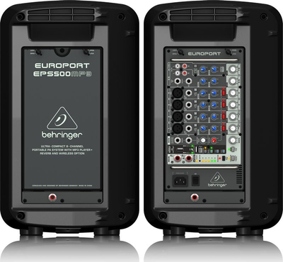 Sistem zërimi portativ Behringer Europort EPS500MP3, mikser 8 kanale, lexues MP3, i zi