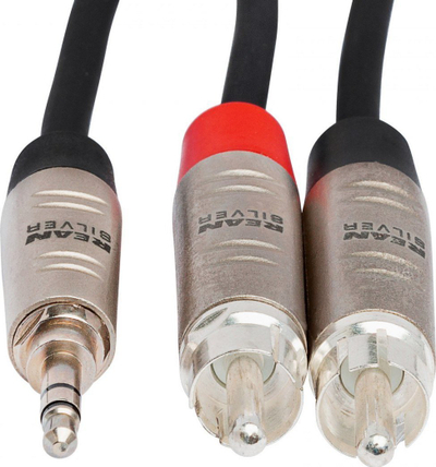 Kabllo audio Hosa HMR-010Y Dual, 3.5mm në 2xRCA, 3m, ngjyrë e zezë