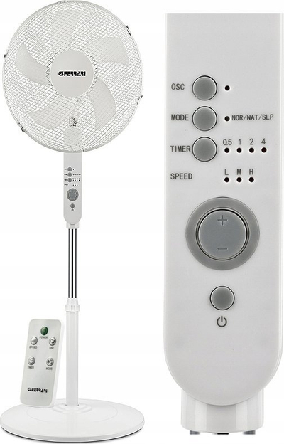 Ventilator në këmbë G3 Ferrari G50046 Libeccio Remote, 45W, 5 fletë, i bardhë
