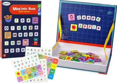 Libër magnetik LeanToys Magnetic Puzzle Book, alfabet anglisht, figura me magnet, shumëngjyrësh