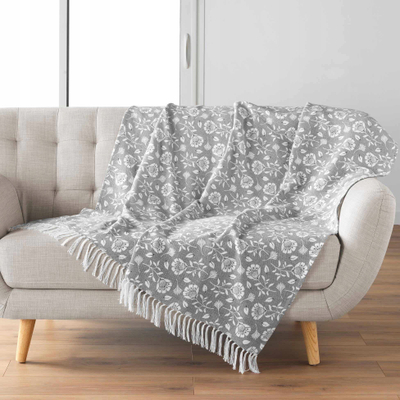 Plaid dekorativ Douceur d'intérieur Flavie, 125 x 150 cm, pambuk me poliester, gri me lule