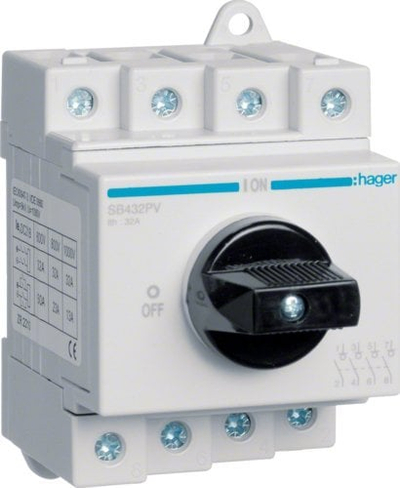 Ndërprerës DC Hager SB432PV, 4P, 1000V 32A, gri