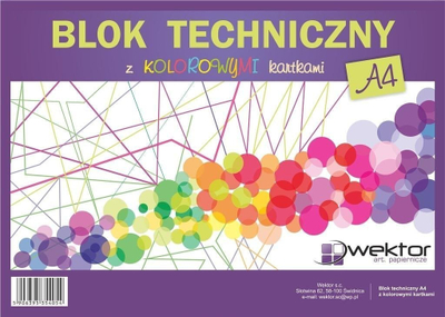 Bllok vizatimi Wektor Drawing Pad A4 8K, 160g, me ngjyra, 10 copë