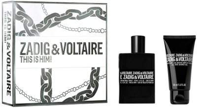 Set parfumi për meshkuj Zadig & Voltaire This Is Him, EDT 50ml, xhel dushi 50ml, i zi