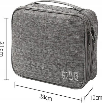 Çantë organizuese kabllosh OEM Organizer Pouch, 2 ndarje me zinxhir, që s’e kap uji, blu navy