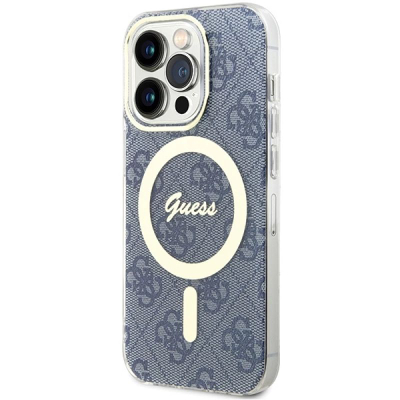 Kapak telefoni Guess IML 4G MagSafe për iPhone 15 Pro Max, 6.7", blu