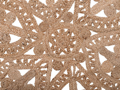 Tapet rrumbullak Beliani BUCAK, jute, Ø120 cm, bezhë