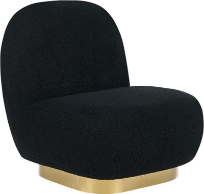 Fotelja LOVIISA Boucle, bazë metalike ngjyrë ari, material boucle, e zezë