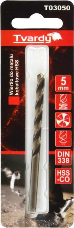 Burgi metalik Tvardy HSS M35, 5 mm, kobalt, ngjyrë ari