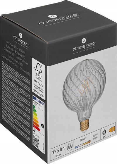 Llambë LED Atmosphera Ribbed, D12.5cm, xham transparent