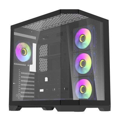 Kuti kompjuteri DarkFlash FT418 Pro, ATX MIDI Tower, 7 ventilatorë ARGB, e zezë