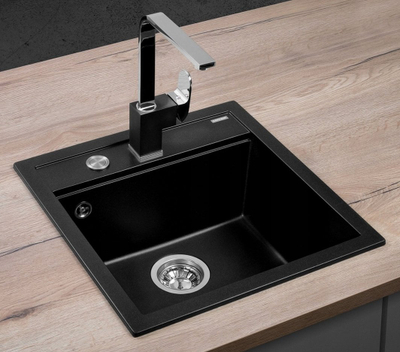 Lavaman kuzhine granit Concept DG00C50bc, katror, me mekanizëm PUSH IN, i zi