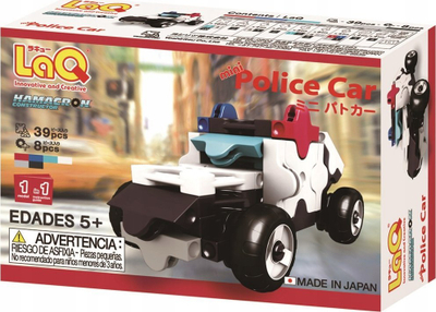 Set ndërtimi LaQ Hamacron Constructor Mini Police Car, 47 pjesë, lodër për kalamaj, shumëngjyrëshe