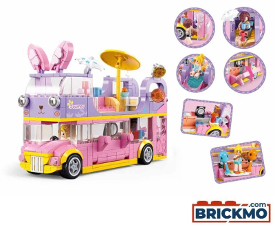 Set lodrash ndërtimi Sluban Girls Dream Tourbus M38-B1165, autobus turneu, shumëngjyrësh