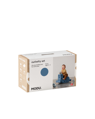 Set ndërtimi për fëmijë MODU Curiosity, modul kreativ, me rrota, blu