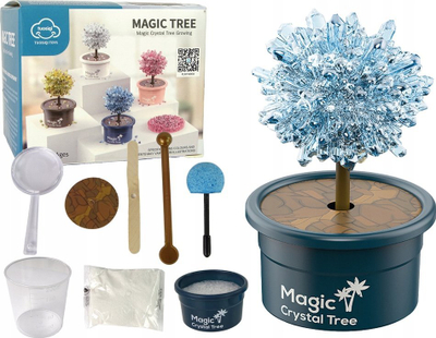 Set eksperimental Leantoys Magic Crystal Tree, rritje kristalesh, për fëmijë, blu