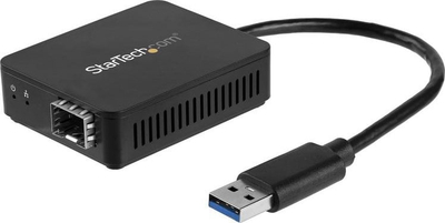 Adapter USB në fibër optike StarTech.com, USB 3.0 në SFP Gigabit, kompakt, i zi