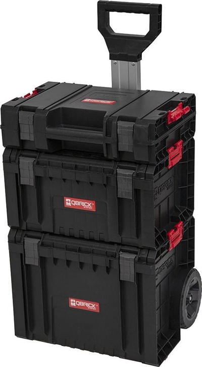 Set kuti veglash Qbrick System Pro Z254935PG003 Patrol Group, sistem me pjesë që shtohen, me karrocë me rrota, i kuq